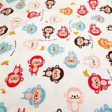 Разноцветные обезьянки детские хлопчатобумажные трикотажные ткани с принтом Джерси ткань для DIY одежды, нагрудники, покрытые, простыни, хлопчатобумажная ткань