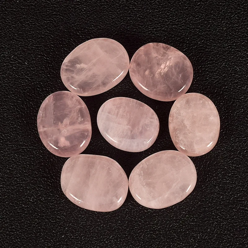

7 pieces/lot Natural Rose quartz stone 28x24x7 mm Palm stones Tumbled stone Crystal Reiki Quartz Healing Chakra Aventurine