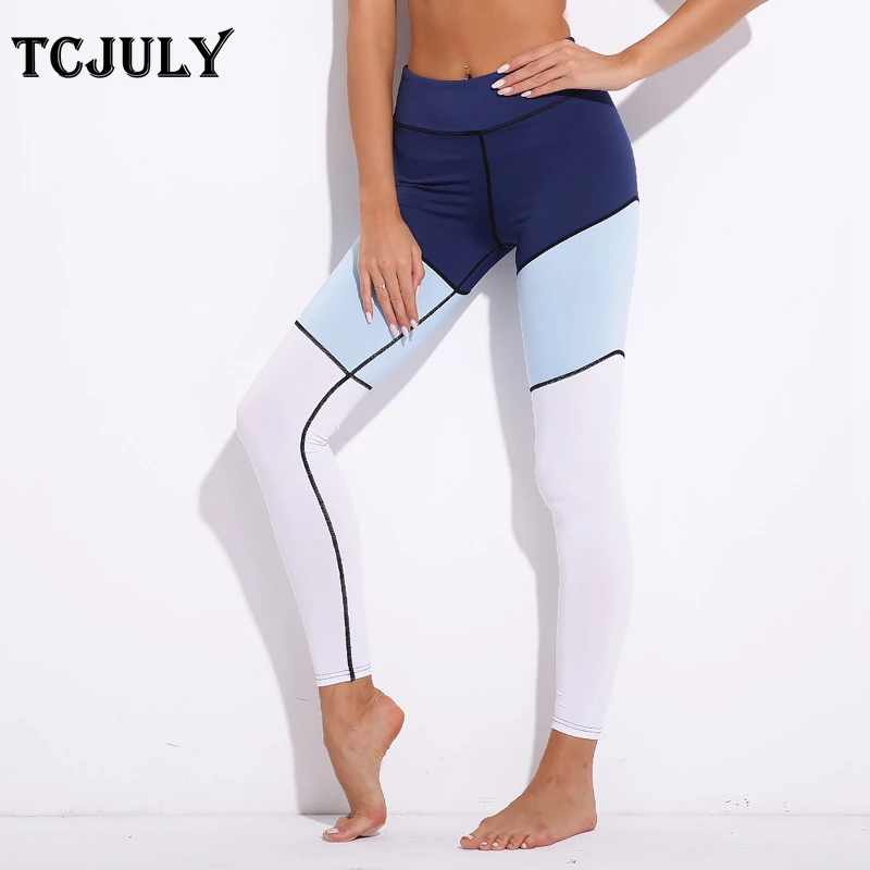 TCJULY New Style HIgh Waist Contrast Color Slim Leggings