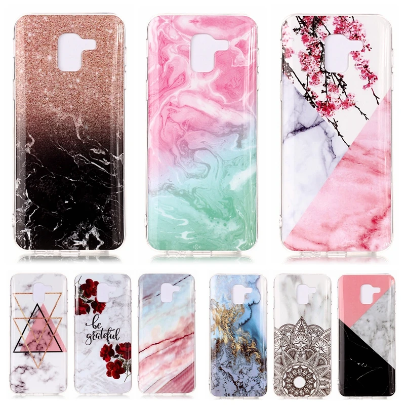 

for Samsung J6 2018 Marble Case on for Coque Samsung Galaxy J6 2018 J600F Cover Case Colorful Granite Soft Silicone Phone Cases