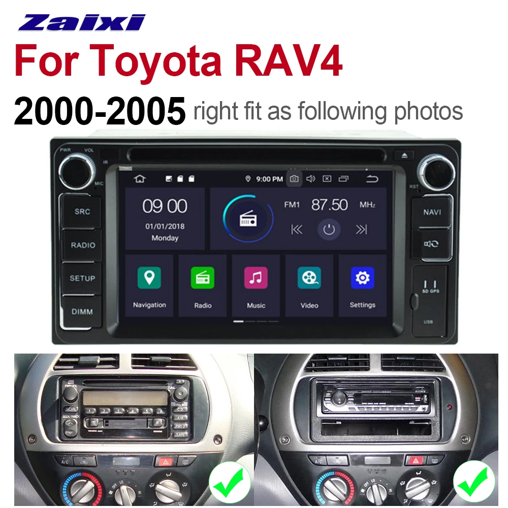 Excellent ZaiXi 4GB android 9.0 car dvd player for Toyota RAV4 2000~2005 Multimedia GPS Navigation Map Autoradio WiFI Bluetooth HD Screen 5