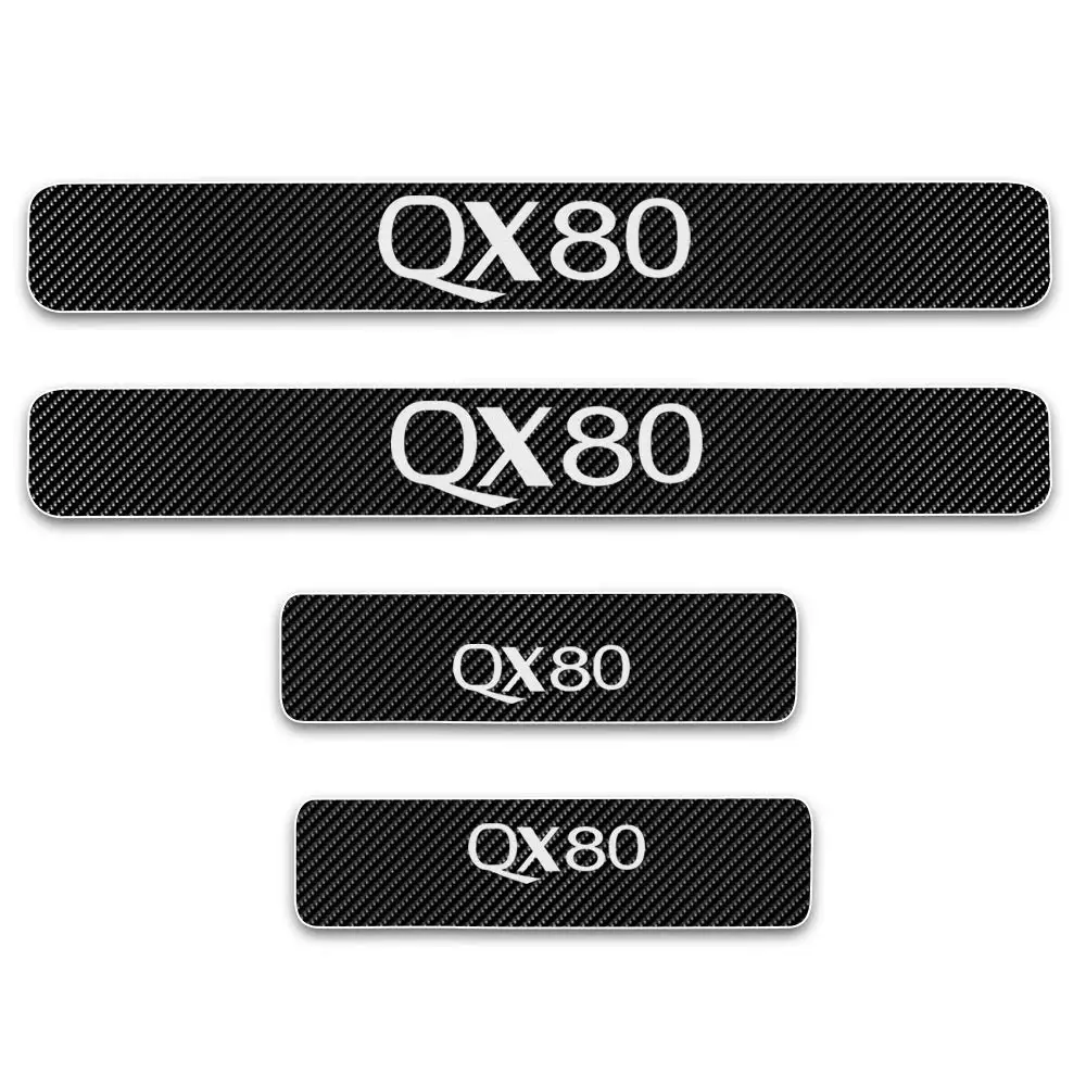 

4pcs for Infiniti QX80 Door Sill Protector Reflective 4D Carbon Fiber Sticker Door Entry Guard Door Sill Scuff Plate Stickers