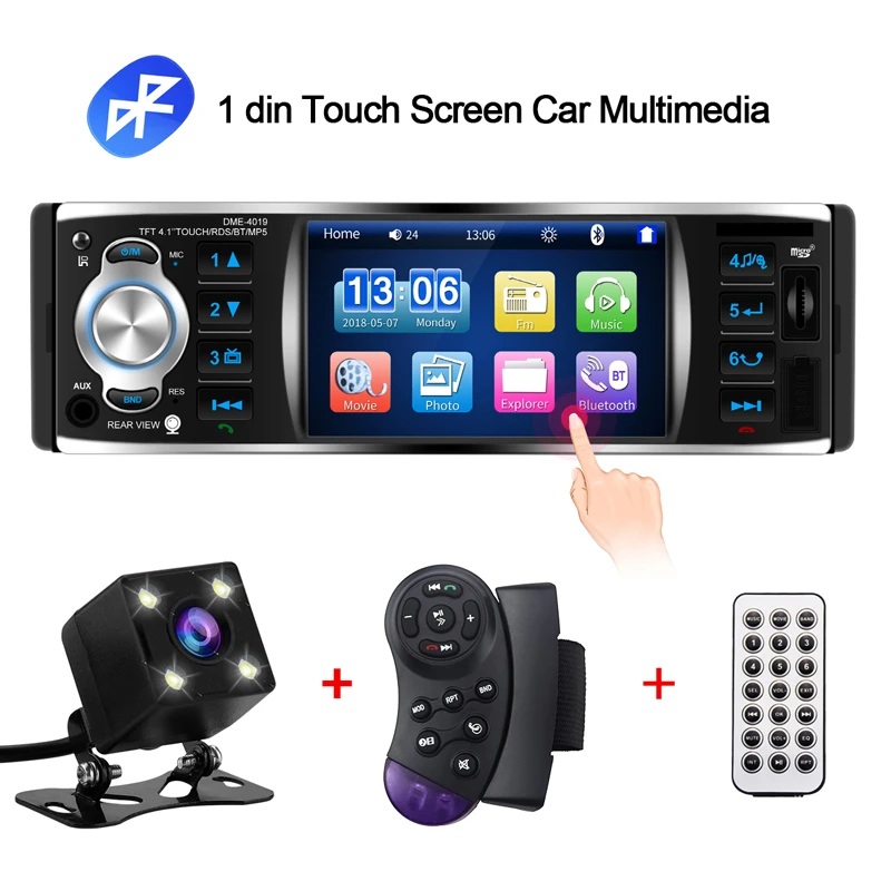 

1 Din Car Radio Touch Screen Car Multimedia Player RDS Mp5 Bluetooth autoradio stereo Mirror link with rear camera wheel control