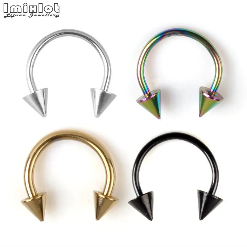 5Pcs Spike Setto Piercing Reale In Acciaio Inox Naso Setto Anello Per Gli Uomini Le Donne Cartilagine Orecchini Lip Tettarelle Da Biberon Sopracciglio