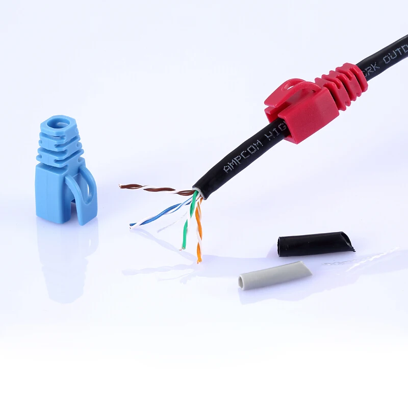 Ampcom Rj45 Ethernet Cabo de Rede Botas de Alívio de Tensão Conector do Cabo Plug Cobre para Cat5 Cat5e Cat6 Plástico - Imagem 6