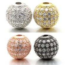 10 мм, лучшее качество, латунные кубические циркониевые Круглые бусины для самостоятельного изготовления ювелирных изделий, смешанные цвета, отверстие: 1,8 мм, Модель: VZ6