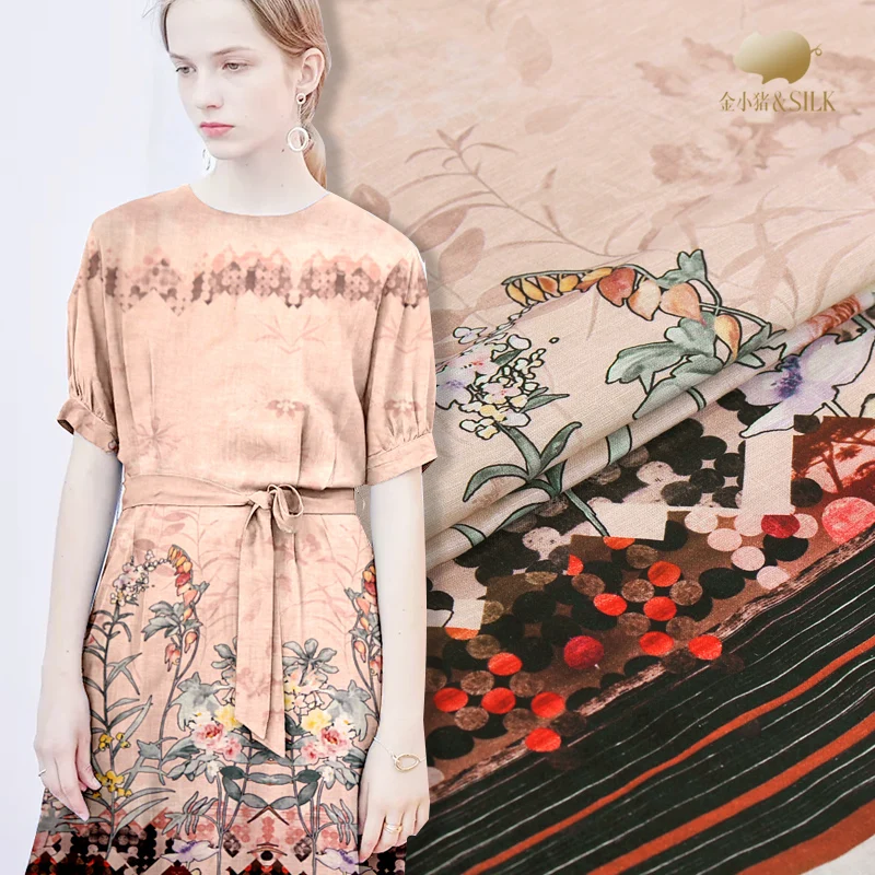 

Retro heavy silk linen fabric soft delicate skirt clothing cheongsam silk fabric natural linen fabric wholesale linen cloth
