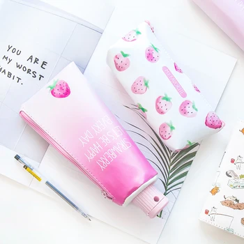 

South Korea creative students toothpaste shape pencil bag Strawberry simple girls fresh cute stationery office school pencil box