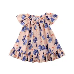 Младенческой Одежда для детей; малышей; девочек Фламинго платье с цветочным рисунком вечерние принцесса короткий рукав платье-пачка одежда