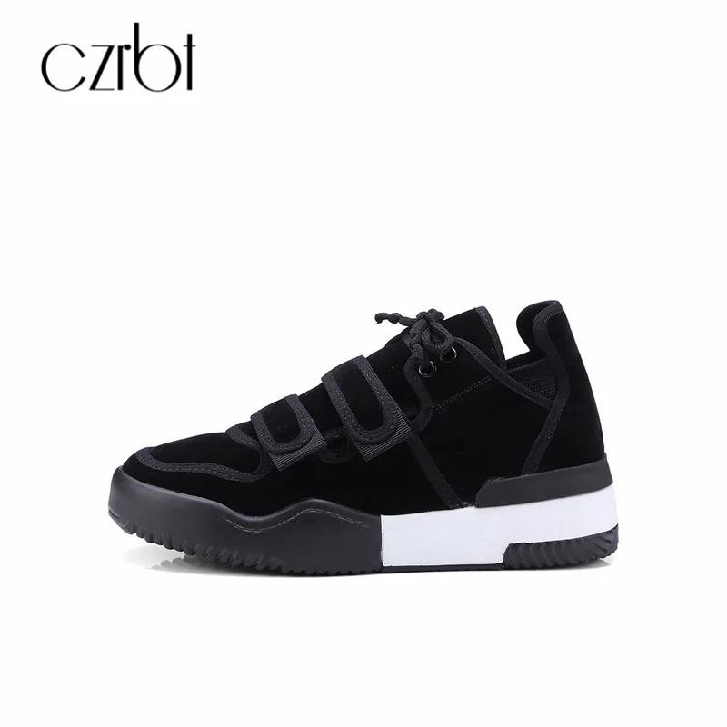 

CZRBT 2018 sneaker high foot board 3.5cm comfortable sport flat shoe lace single shoe hook loop cover toe leisure women's shoes