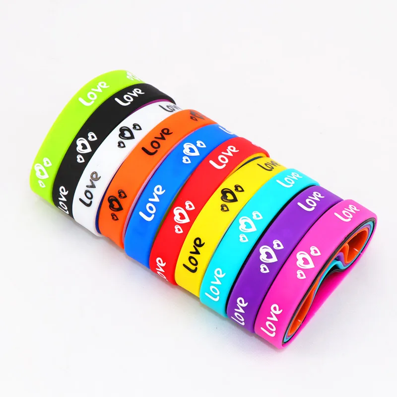 Multicolor Elasticity Wrist Cuff Silicone Bracelets 100pcs Jesus Cross Skull Peace Butterfly Etc Style for Man Women silicone wristband