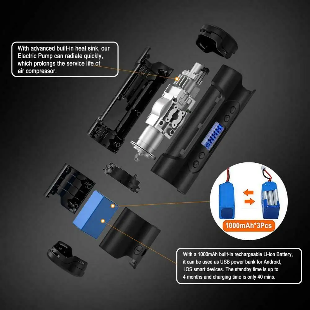 12v Портативный воздушный компрессорныц насос велосипед Перезаряжаемые шин Беспроводной компактный инфлятор