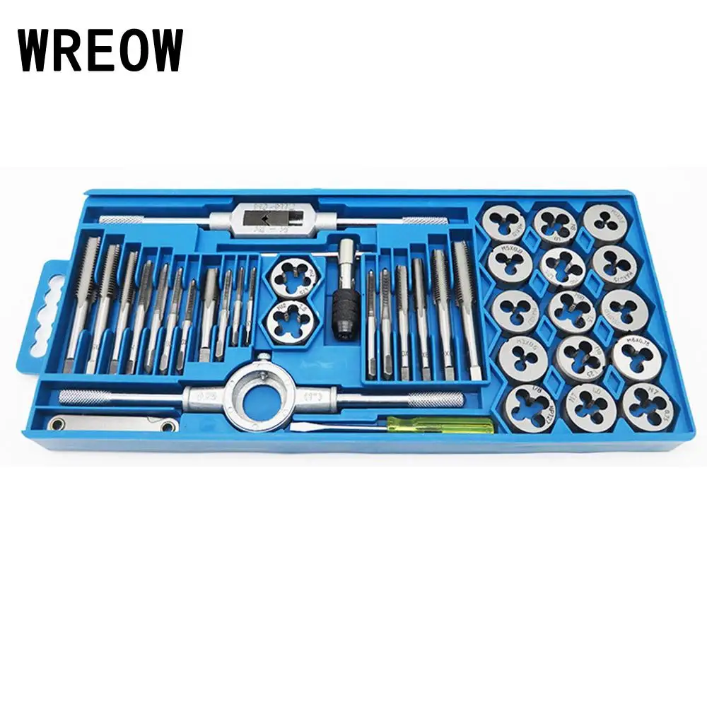 

40pc tap wrench Professional Metric Key Tap and Die Set M3-M12 Screw Thread Cut Screws + Storage Box Portfolio Tools