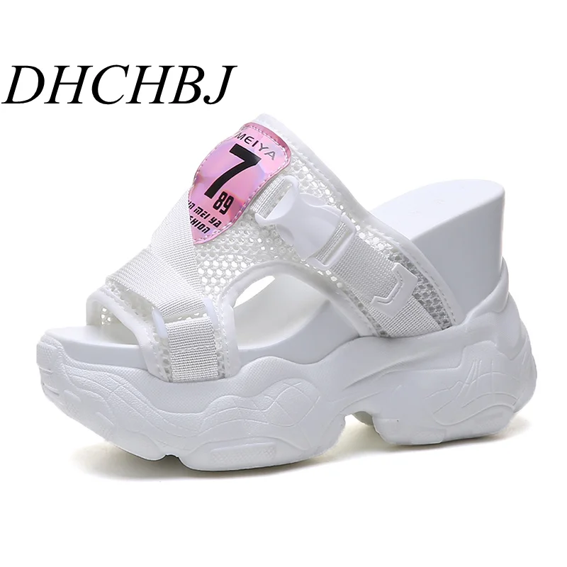 

2019 New Women Slippers 11.5CM Wedge Heels Casual Shoes Summer Platform Beach Flip Flops Outdoor Slippers Woman Sandals Sneakers