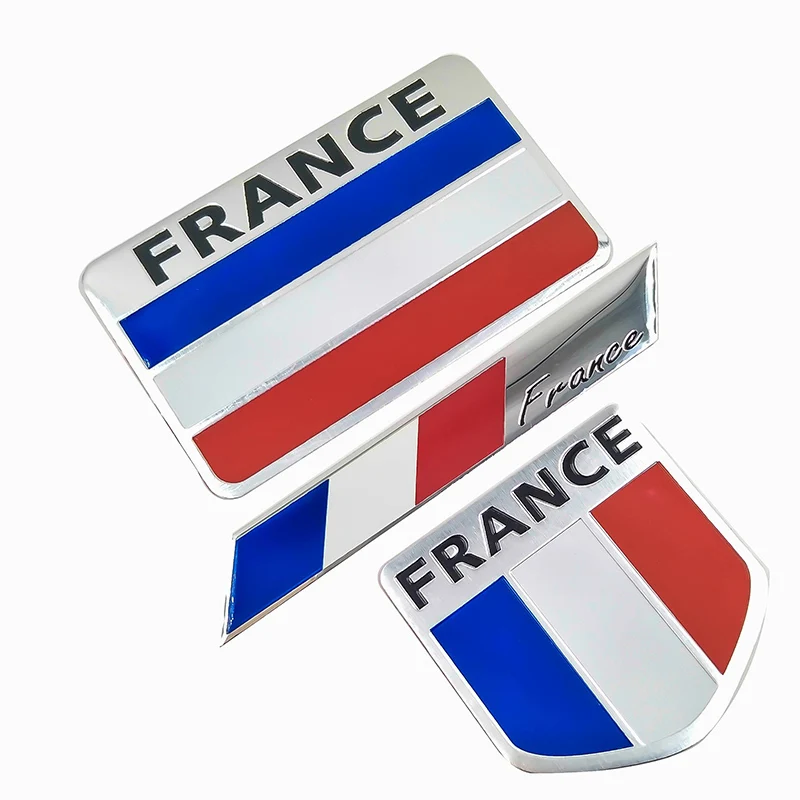 

France Flag 3D Aluminum Car Styling Sticker Motorcycles Decal for Ford Citroen Peugeot Renault Venturi Bugatti Amilcar Heuliez