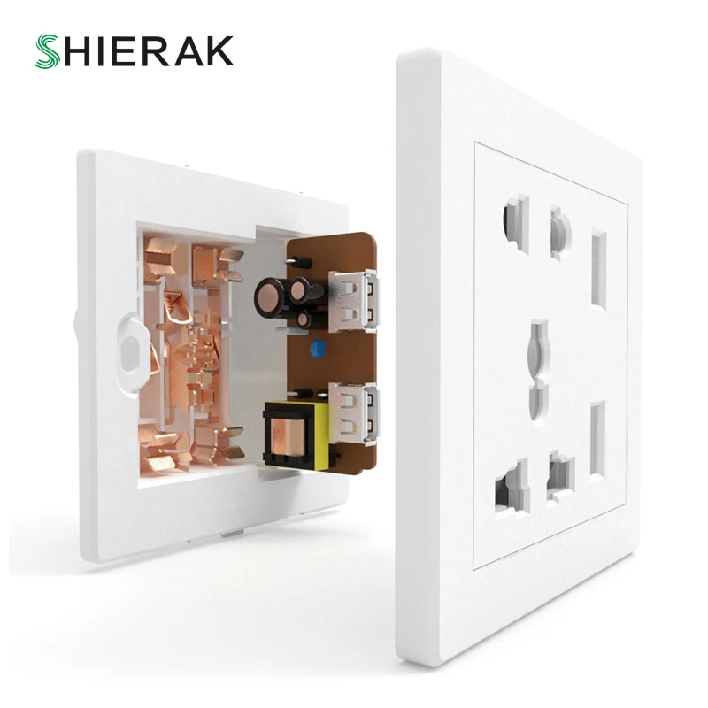 SHIERAK Универсальный 2100mA 5V 2 USB настенная розетка 110 250V домашнее настенное зарядное