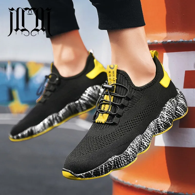 

MUMUELI Elastic Band Black Yellow Red Fashion Brand Men Shoes Designer 2019 High Quality Luxury Breathable New Sneakers L-3012