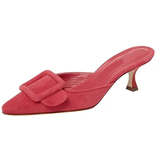 

LOVIRS Women Slingback Pumps Extra Narrow Closed and Pointed Toe Buckle Low Thin Kitten Heels Slippers Dress Wedding Mature