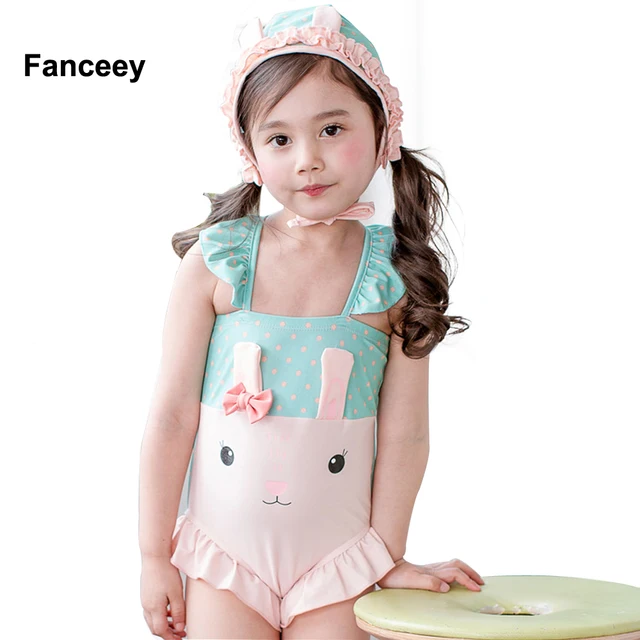 Fanceey Brand Korean version children swimsuit kids girls baby swimwear cute rabbit child
