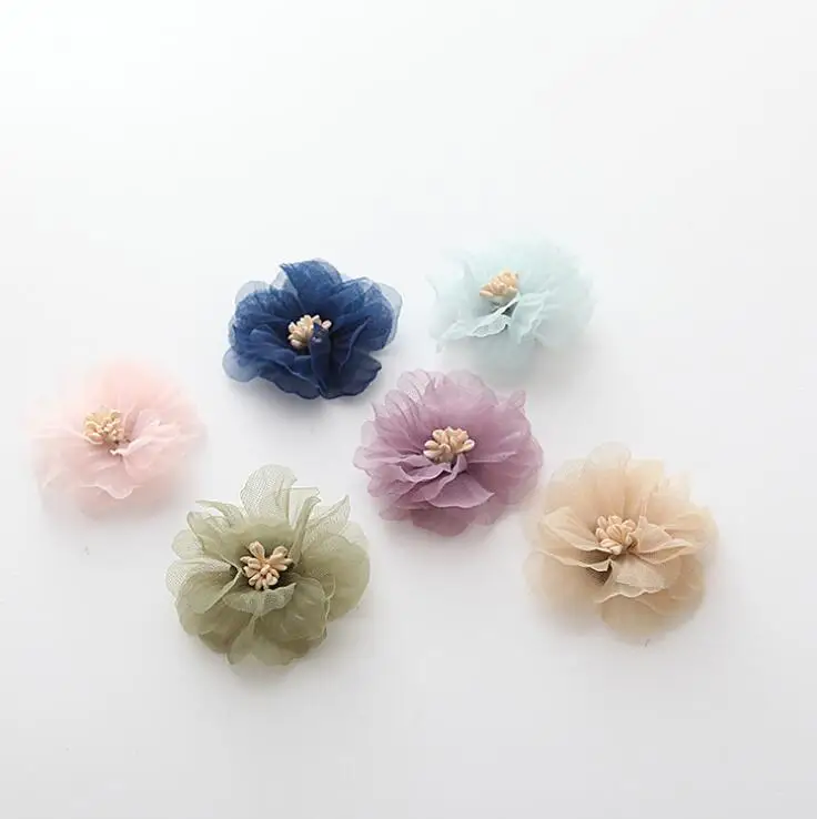 

5pcs/lot Net Fabric Flowers For DIY Hair Accessories DIY Brooches Material Handmade DIY Crafts Supplies