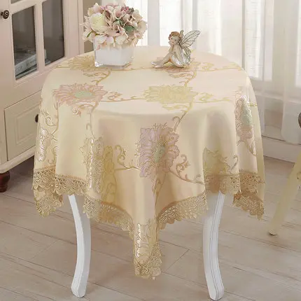 European table cloth Round with Lace edge Wedding decoration kitchen living room Coffee house Square covers for home