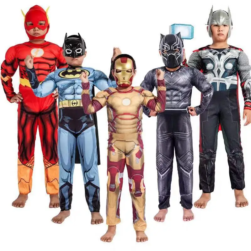 

2019 Boys and Girls Cosplay Clothes Sets Children Party Clothing The Avengers Marvel Hero Outfits Muscle Jumpsuits Super Man
