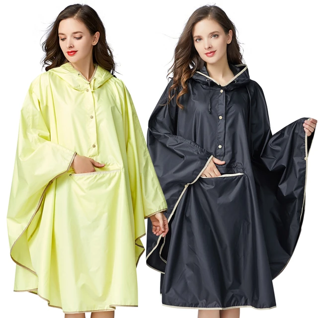 Poncho de lluvia impermeable para mujer, capa impermeable con capucha y  cremallera para senderismo, turismo y ciclismo - AliExpress