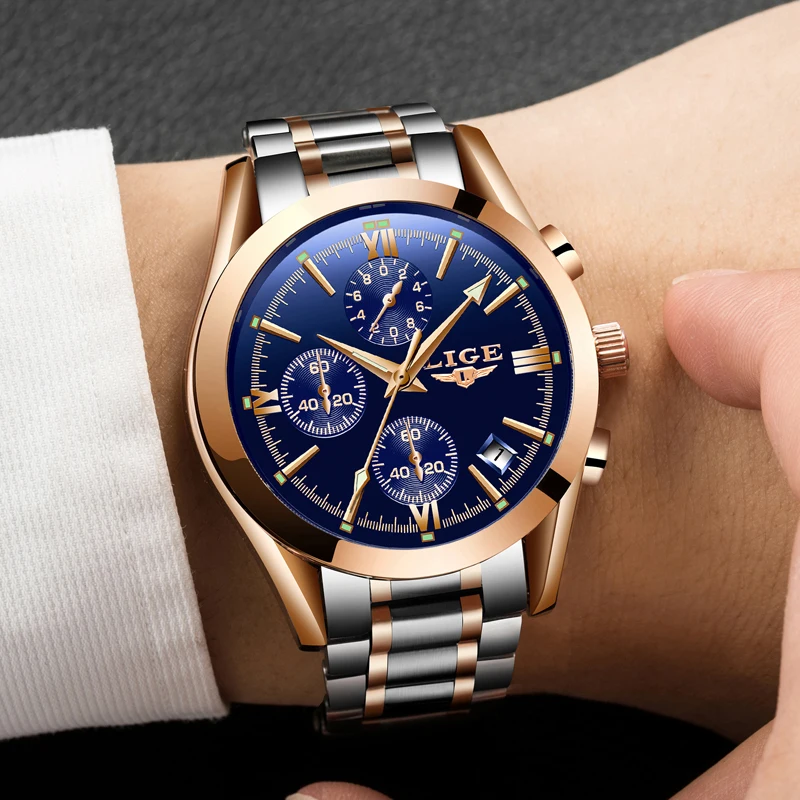 Skup Zegarek męski marka luksusowa moda kwarcowe zegarki sportowe mężczyźni pełny stalowy zegarek wojskowy wodoodporny złoty męski zegarek Relogio Masculino