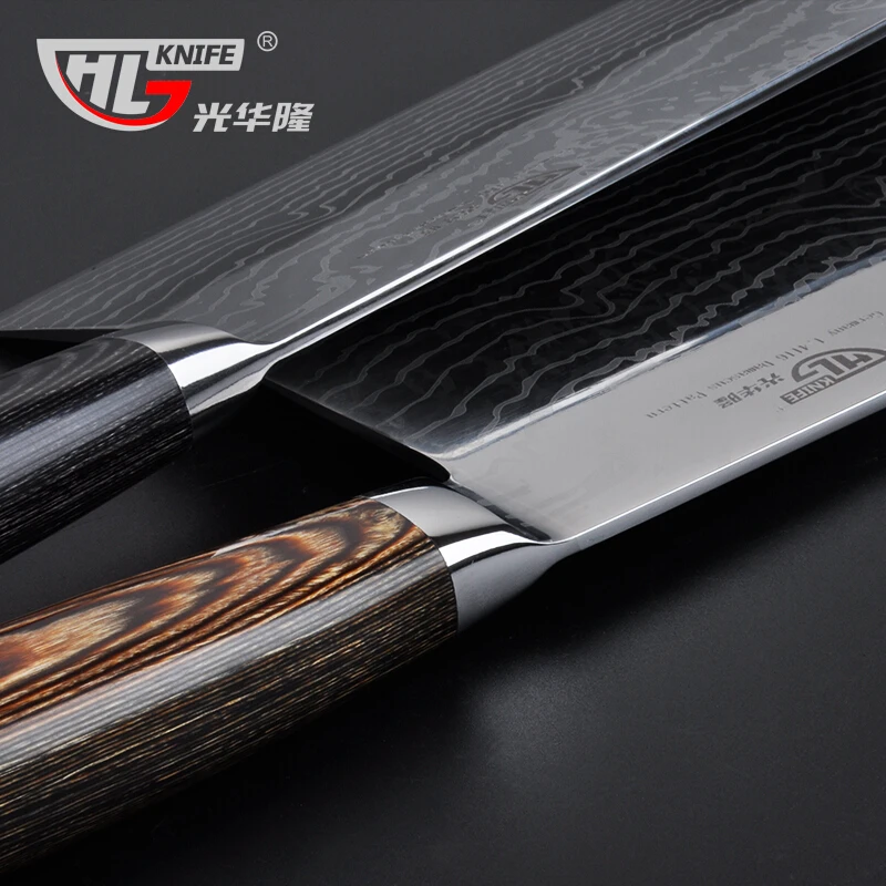 7Inch High Carbon Steel Asian Cleaver Knife Asian veggie kitchen meat choppign cleaver style laser knife with Pakka Wood Handle