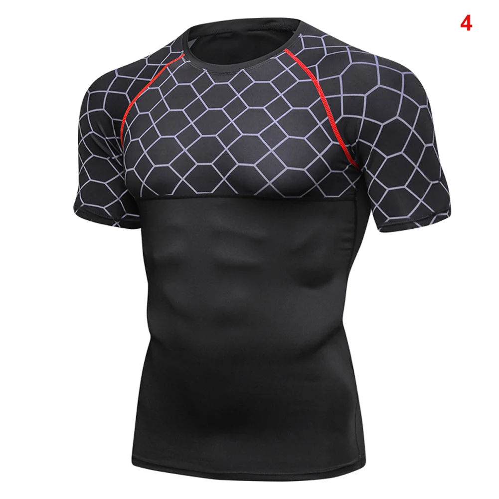 Новые мужские спортивные топы эластичная быстросохнущая плотная спортивная одежда с принтами для тренировок LMH66 - Цвет: color 4