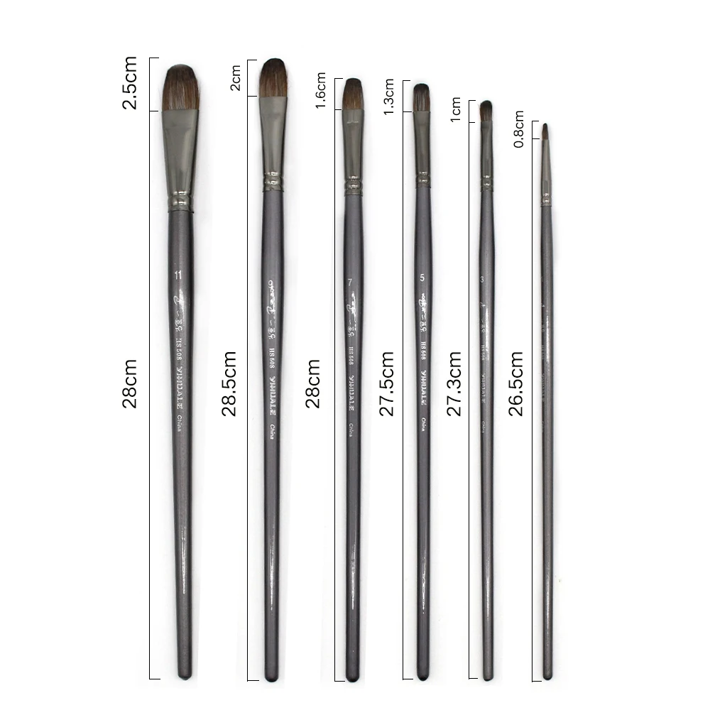 Esquilo de Cabelo Ferramenta de Alta Pintura a Óleo Caneta para Pintura Acrílica da Arte Profissional Qualidade Escova Desenho Filbert 6 Pçs - Set Mod. 200317 4 6 pçs set Esquilo de Cabelo Profissional