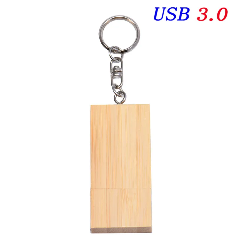 JASTER USB 3,0 5-цветная квадратная деревянная и бамбуковая usb+ цепь+ нажимная коробка USB флэш-накопитель 4 ГБ 8 ГБ 16 ГБ 32 ГБ 64 ГБ диск памяти - Цвет: Bamboo no box