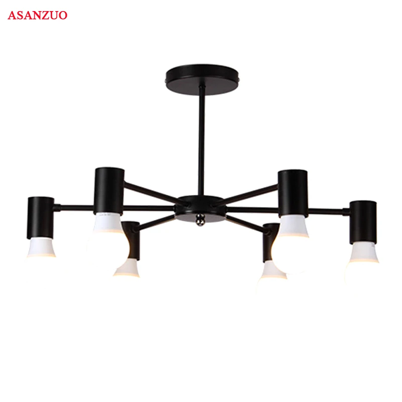 

Ceiling Lights Vintage Home Lighting Luminaire Multiple Rod Wrought Iron Ceiling Lamp E27 Bulb Living Room Lamparas De Techo