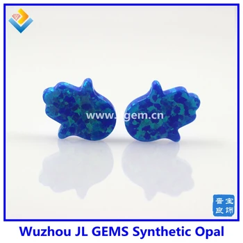 

(5pieces/lot)Free Shipping OP05 Dark Blue 11*13mm Synthetic Opal Hamsa/Hand opal with Factory Price