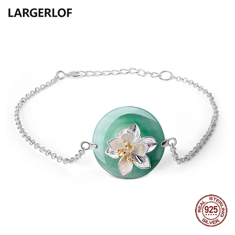 

LARGERLOF Silver Bracelet Women 925 Sterling Silver Friendship Bracelets Jade Fine Jewelry Women Chain Bracelets BR7845