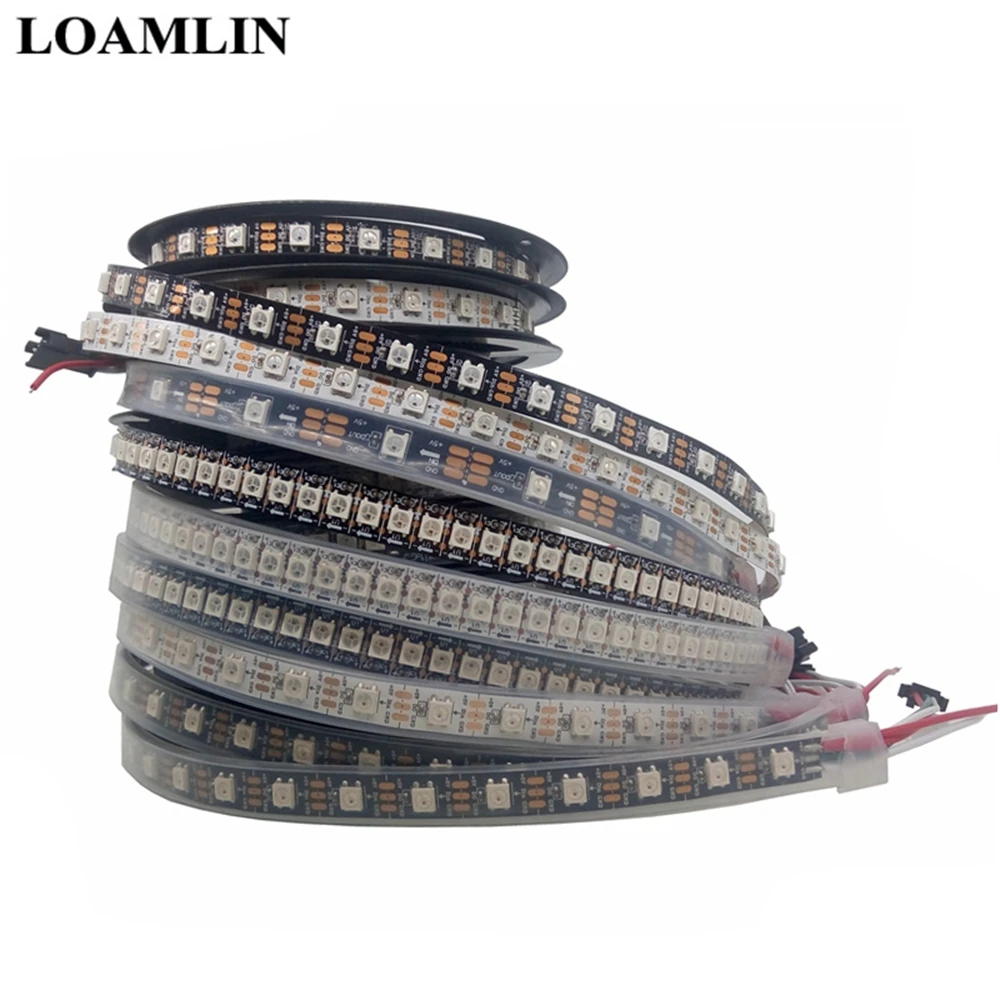 

74/96/144 Leds/m WS2812B Led Strip WS2812 Black/White 1m/2m/3m/4m/5m Individually Addressable Smart RGB Led Light Strip DC5V