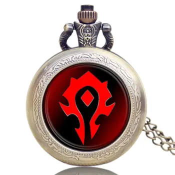 Vintage Hot Blizzard Game World of Warcraft Tribal Emblem Symbol Quartz Pocket Watch Pendant Necklace For Man Quartz watch Gifts game of thrones stark house symbol vintage pocket watch necklace direwolf pattern quartz pocket watches gifts for men women
