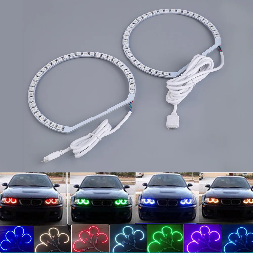 

New 4pcs E36 E38 E39 E46 RGB 4*131MM Multi-Color 5050 Flash LED Car ANGEL EYES Headlight Rings kit for BMW Hot Selling