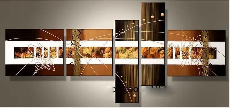 Free Shipping hand-painted oil wall art Golden color Abstract Landscape painting on canvas 5pcs/set DY-026 | Дом и сад