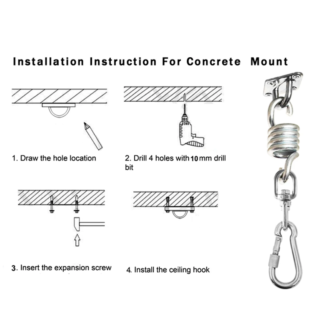 Swivel Hook for Hammock Swing Chair Stainless Steel Hanging Seat Accessories Kit Hammock Chair Hanging Kit for Indoor/Outdoor Swivel Hook for Hammock Swing Chair Stainless Steel Hanging Seat Accessories Kit Hammock Chair Hanging Kit for Indoor/Outdoor