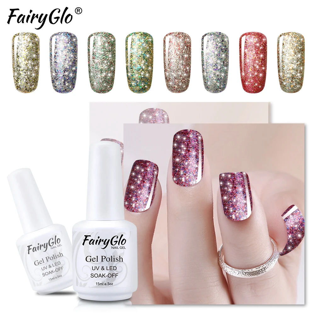 FairyGlo 15ML Bling Glitter Stamping Paint Nail Polish White Bottle