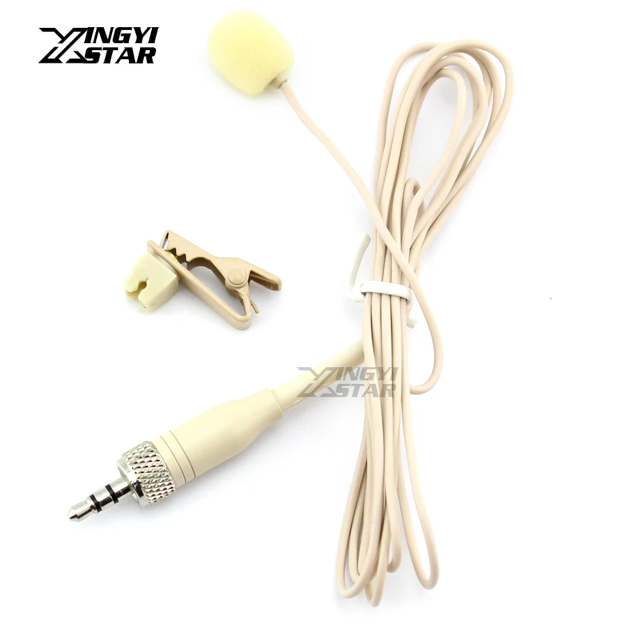 البيج التعادل كليب على التلبيب lavalier ميكروفون mic 3.5 ملليمتر جاك ستيريو المسمار قفل mikrofon لل كاريوكي اللاسلكي bodypack الارسال