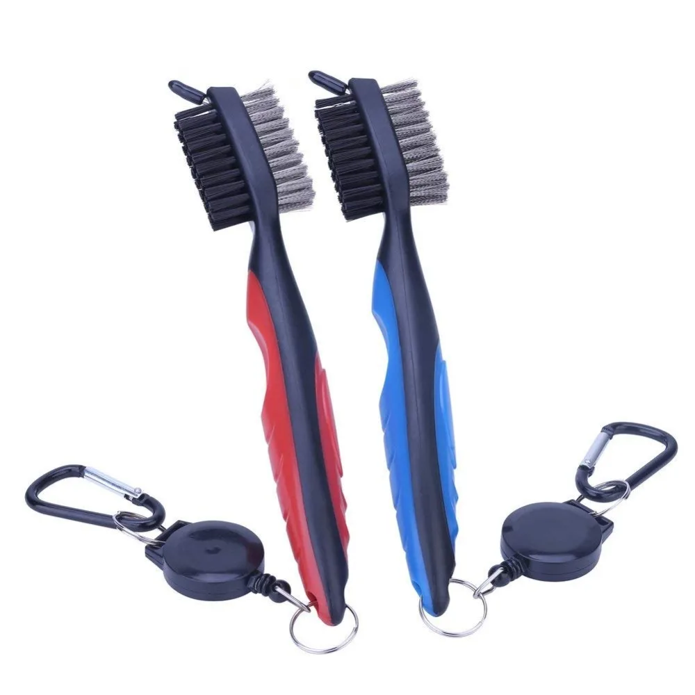 

Golf Club Brush Groove Cleaner, with 2 Ft Retractable Zip-Line Aluminum Carabiner