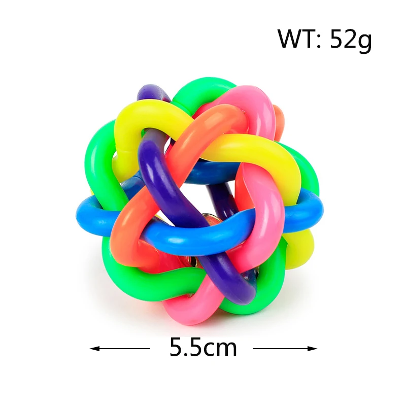 2019 New Rainbow Ball Pet Toy Dog Chew Toy With Bell For Cat Small Dog Chihuahua Yorkshire Poodle Interactive Pet Product