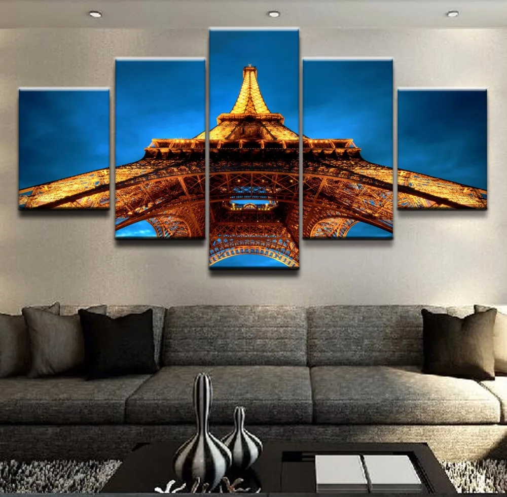 Украшение Дома рамки Wall Art 5 шт. Эйфелева башня холст картины пейзаж модульные для