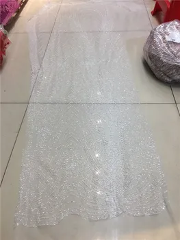 

Nice looking glitter Mesh YG-208 African Tulle lace fabric New Design French Mesh Lace with glued glitter