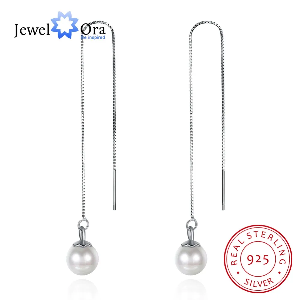 

Promise 100% 925 Sterling Silver Pearl Earrings 2018 Prevent Allergy Long Earrings For Women Trendy Lady jewelry ( jewelora )