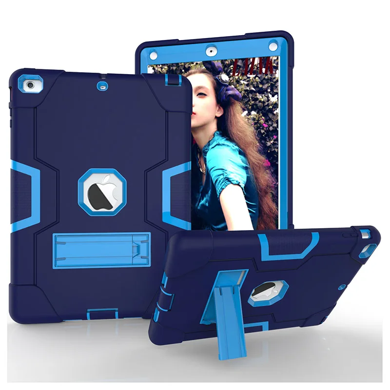 Case For iPad Air 1iPad 5 A1474 A1475 A1476,High-Impact Shockproof 3 Layers Soft Rubber Silicone+Hard PC Protective Cover Shell (9)