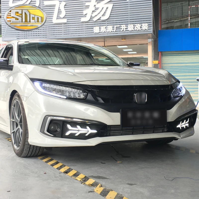 2 шт. светодиодный фонарь дневного света для Honda Civic динамический поворотный желтый сигнал водонепроницаемый автомобиль DRL 12 в светодиодный противотуманный фонарь