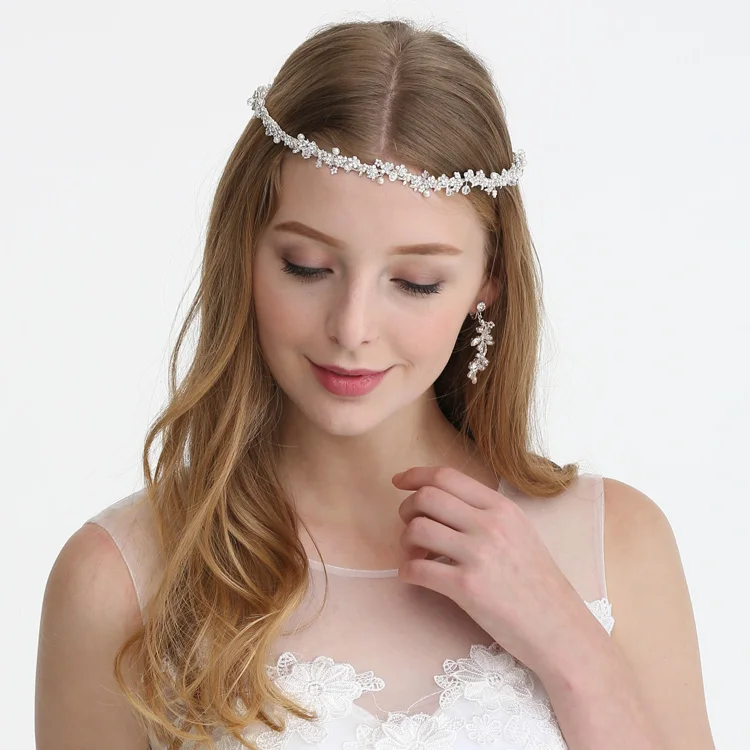 

Wedding Crown Tiara Silver Plated Hand Wired Bridal Hair Vine Headpiece Prom Dress Halo Handmade Women Headband